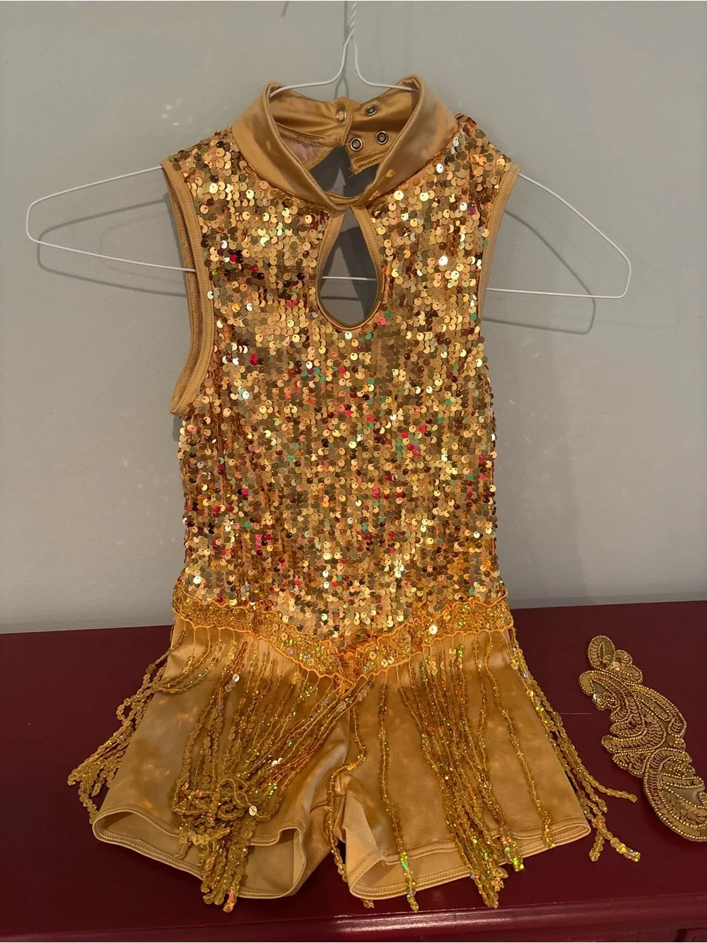 Gold Sequin Kids Costume Romper - Sparkling Dance Outfit